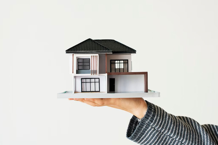 Person holding a miniature house